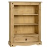 Distressed Waxed Pine Bookcase with Storage - Seconique Corona