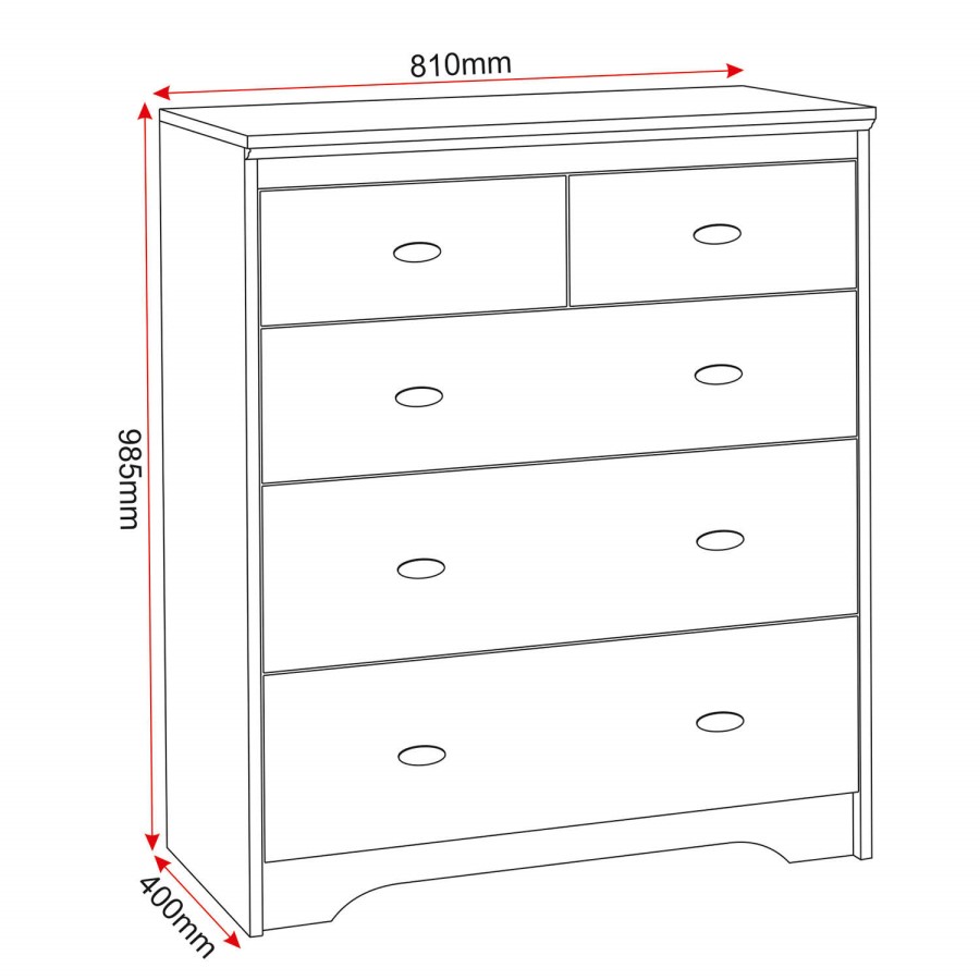 Seconique Regent 3+2 Drawer Chest in Teak Effect