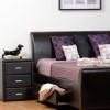 GRADE A1 - Seconique Prado Black Faux Leather 3 Drawer Bedside Table