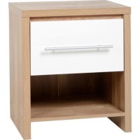Seconique Seville1 Drawer Bedside Table in Oak/White