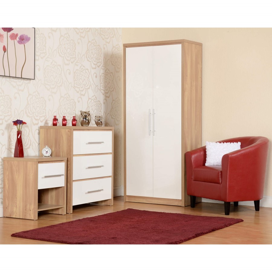 Seconique Seville Chest of Drawers in Oak/White