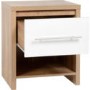 Seconique Seville1 Drawer Bedside Table in Oak/White