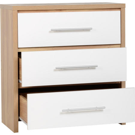 Seconique Seville Chest of Drawers in Oak/White