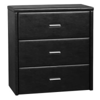 Seconique Prado 3 Drawer Chest in Black Faux Leather