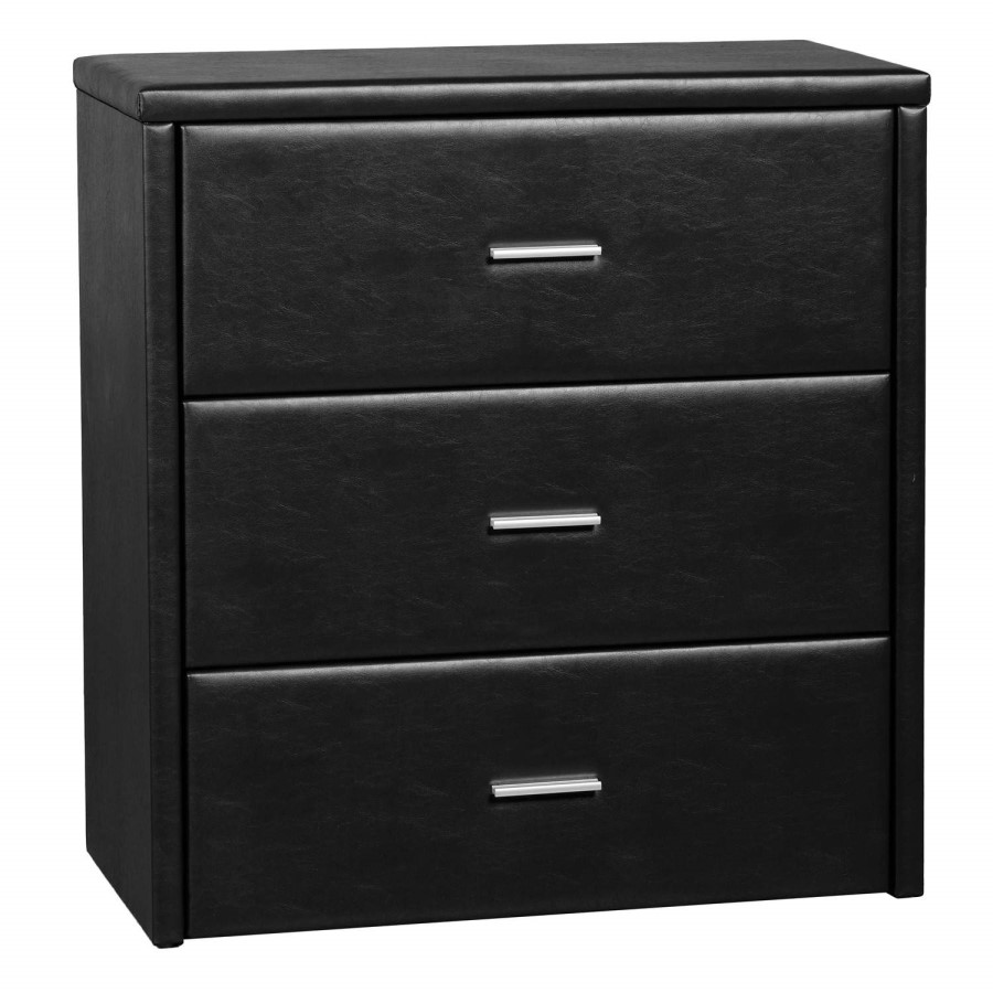 Seconique Prado 3 Drawer Chest in Black Faux Leather