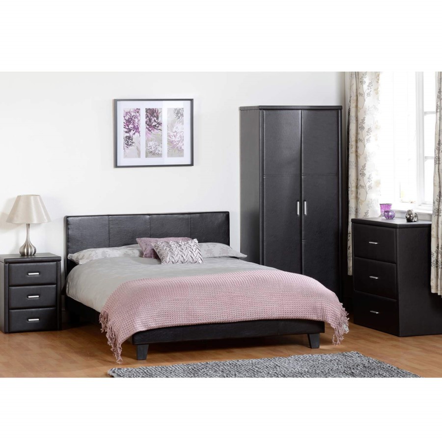 Seconique Prado 3 Drawer Chest in Black Faux Leather
