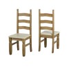 Set of 2 Dining Chairs in Pine with Cream Faux Leather - Corona
