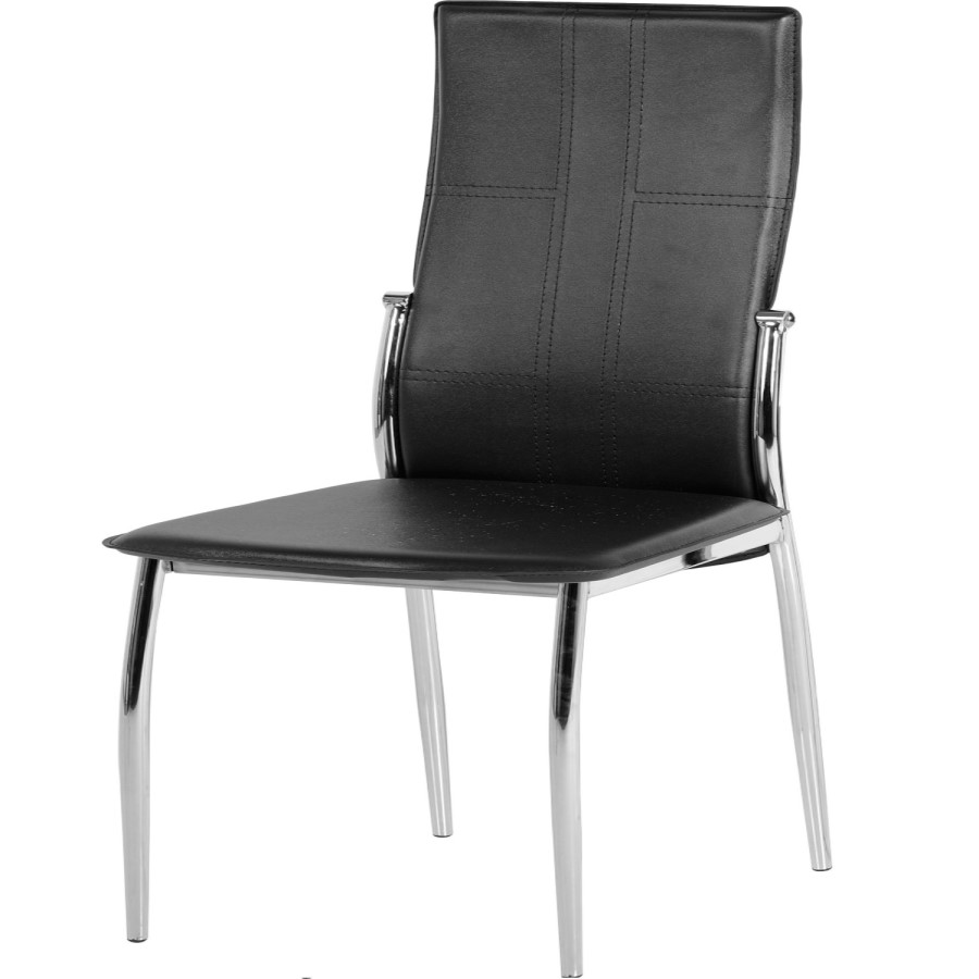 GRADE A1 - Seconique Pair of Dining Chairs - Black PVC/Chrome