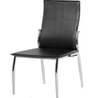 GRADE A1 - Seconique Pair of Dining Chairs - Black PVC/Chrome