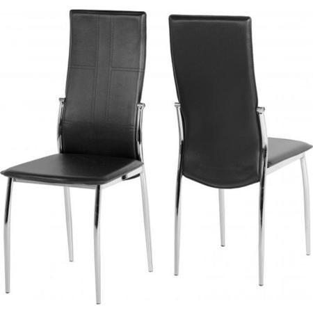 Seconique Pair of Dining Chairs - Black PVC/Chrome