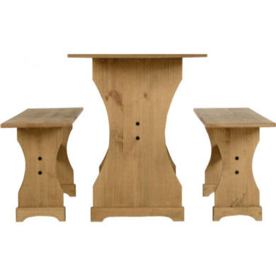 Dining Table & 2 Benches in Solid Pine - Corona