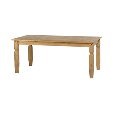 Dining Table & 6 Chairs in Pine with Cream Faux Leather - Corona