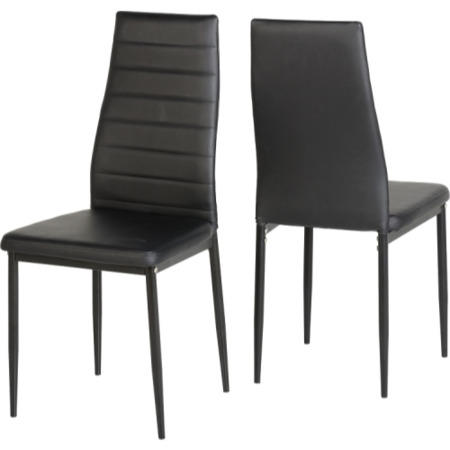 GRADE A1 - Seconique Abbey Dining Set - Glass Dining Table & 4 Black Faux Leather Dining Chairs