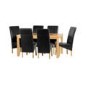 Seconique Wexford Dining Set- Oak Dining Table & 6 Black Faux Leather Dining Chairs