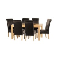 Seconique Wexford Oak Effect Dining Table+6 Brown Faux Leather Chairs