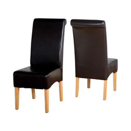 Seconique Wexford Oak Effect Dining Table+6 Brown Faux Leather Chairs