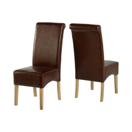 Seconique Wexford 59" Dining Set - G10 - Oak Veneer/Walnut Inlay/Mid Brown PU