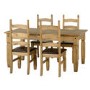 Extendable Dining Table & 4 Chairs with Brown Faux Leather - Corona