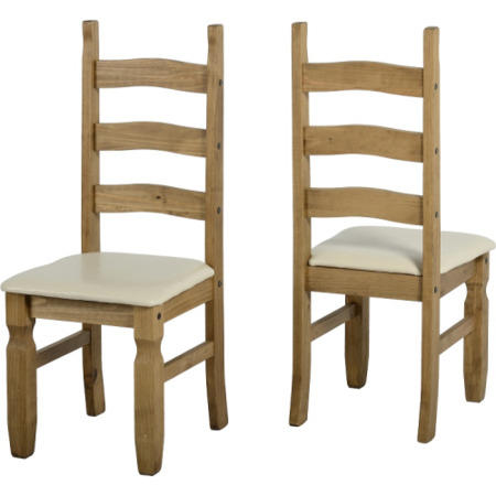 Seconique Corona Pine Extending Dining Set + 6 Cream PU Dining Chairs