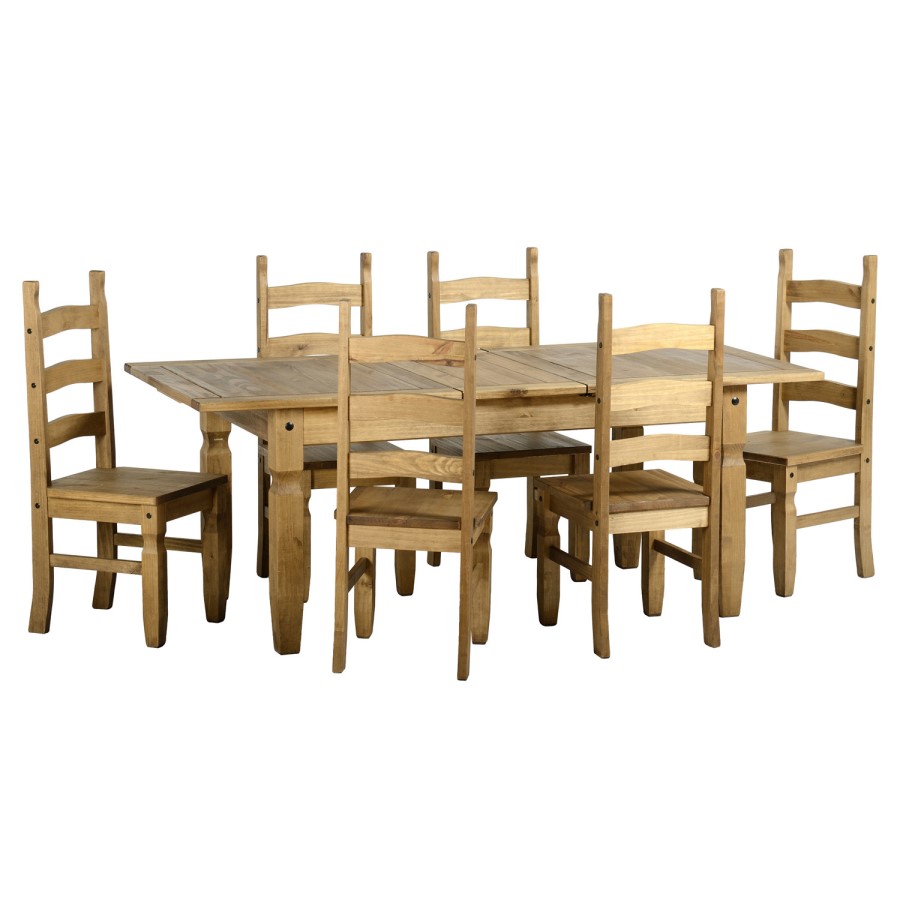 Seconique Corona Extendable Dining Table & 6 Pine Dining Chairs