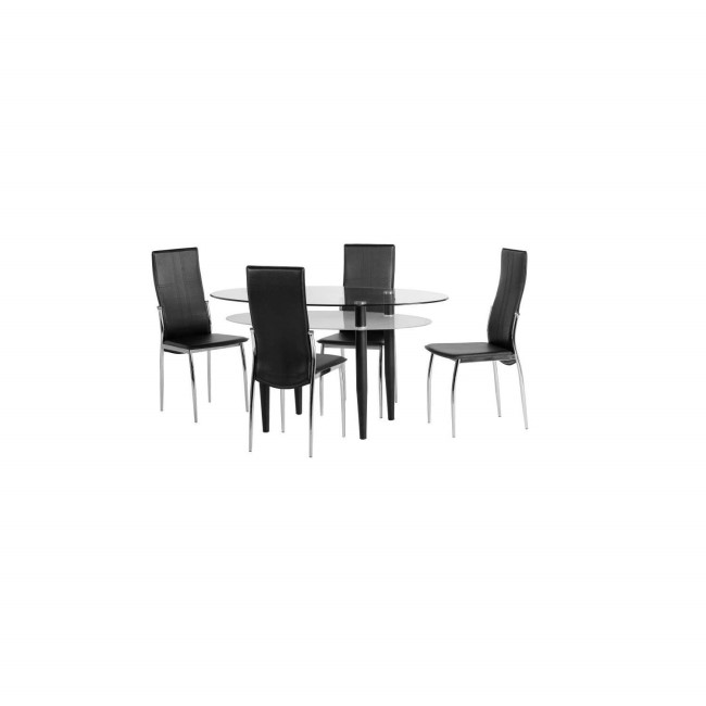 Seconique Berkley Glass Dining Set & 4 Faux Leather Dining Chairs