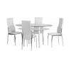 Seconique Berkley Glass Dining Set with 4 White PU Chairs