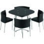 Seconique Washington Stowaway Dining Set in Black Glass + 4 Chairs