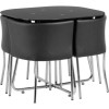 Seconique Washington Stowaway Dining Set in Black Glass + 4 Chairs
