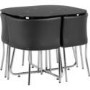 Seconique Washington Stowaway Dining Set in Black Glass + 4 Chairs