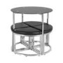 Seconique Washington Stowaway Dining Set in Black Glass + 4 Chairs