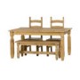 Seconique Corona 5' Dining Set With 4' Bench And 2 Chairs - Distressed Waxed Pine