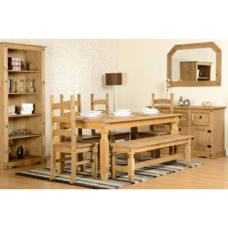 Seconique Corona 6' Dining Set With 5' Bench And 4 Chairs - Distressed Waxed Pine