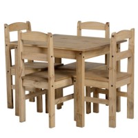 Seconique Panama Dining Set - Natural Wax Pine Dining Table & 4 Natural Wax Pine Dining Chairs