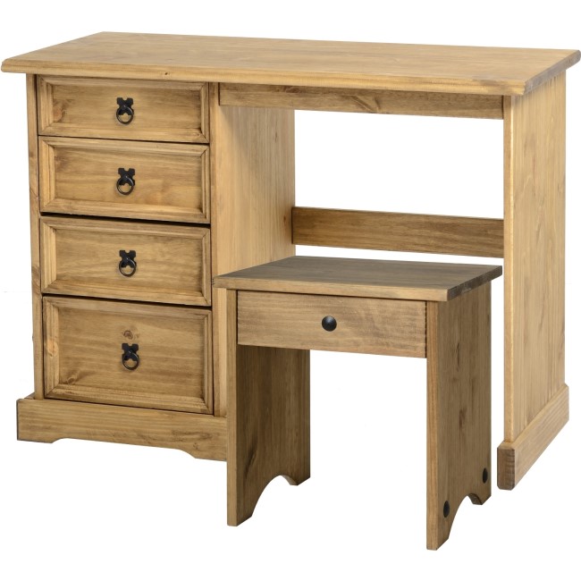 Seconique WHDT027DWP DT027DWP - Corona 4 Drawer Dressing Table - Distressed Waxed Pine