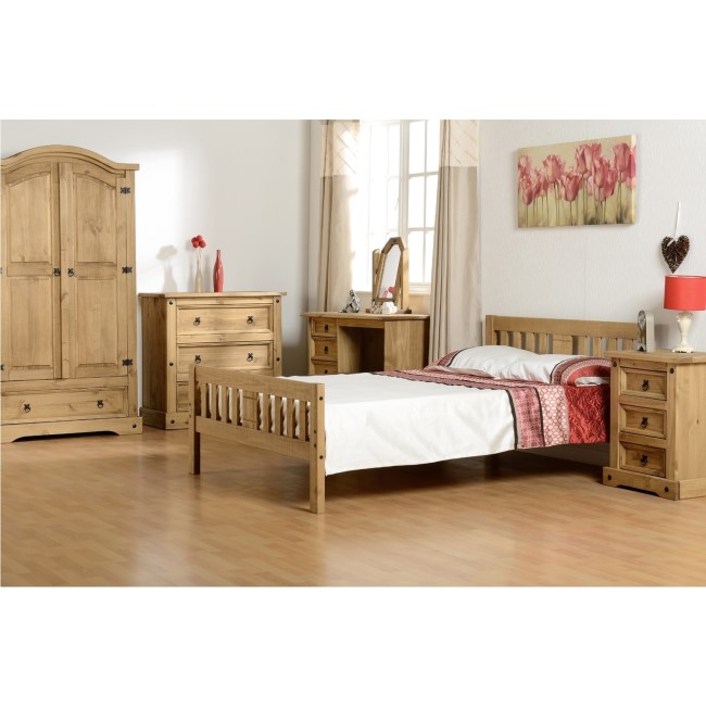 Seconique WHDT027DWP DT027DWP - Corona 4 Drawer Dressing Table - Distressed Waxed Pine