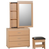 Seconique Julia 3 Drawer Bedside Table Set In Beech With White Trim
