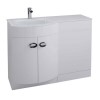 Curved White Left Hand Bathroom Vanity Unit &amp; Glass Basin - Without Toilet