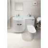 Curved White Left Hand Bathroom Vanity Unit &amp; Glass Basin - Without Toilet