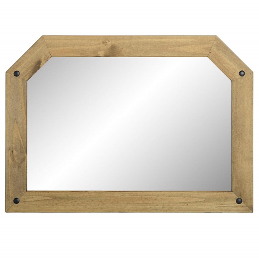 Seconique Corona Over Mantle Mirror in Distressed Waxed Pine