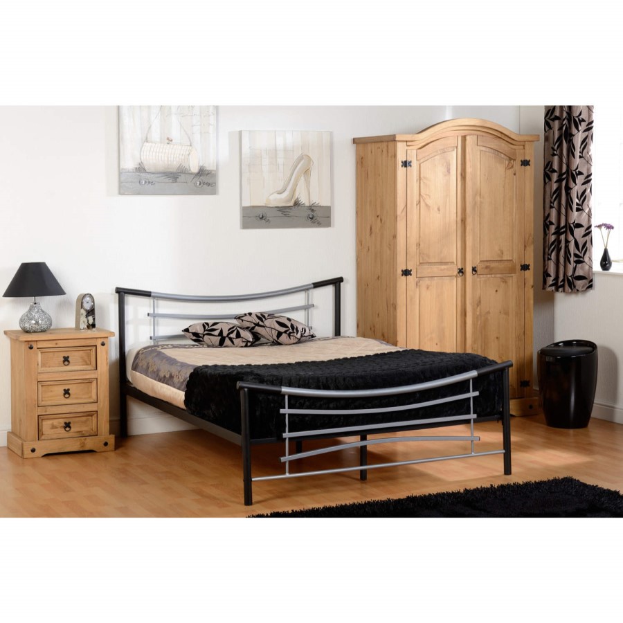 Seconique Celia Double Bed Frame in Black/Silver