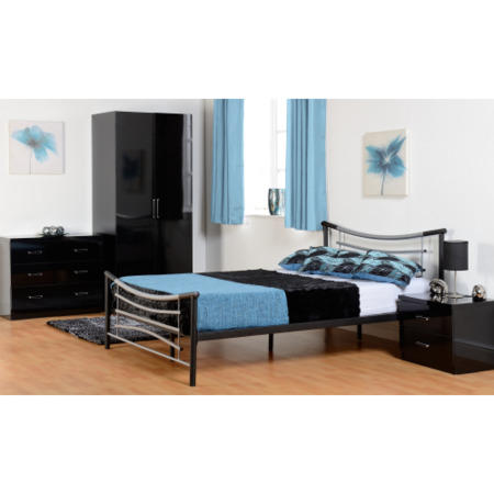 Seconique Celia Double Bed Frame in Black/Silver