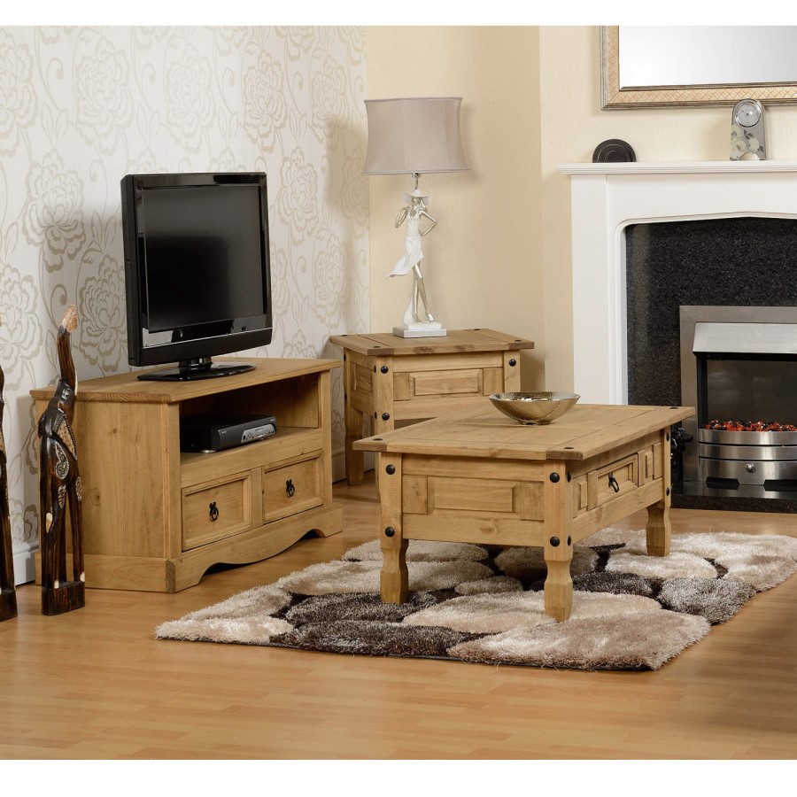 GRADE A1 - Seconique Corona Lamp Table in Distressed Waxed Pine