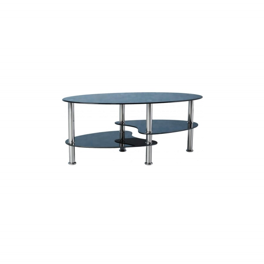 Seconique Cara Coffee Table - Black Glass/Silver