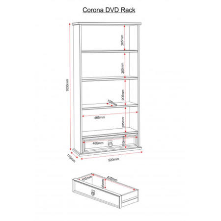 Seconique Corona 1 Drawer DVD Rack - Distressed Waxed Pine