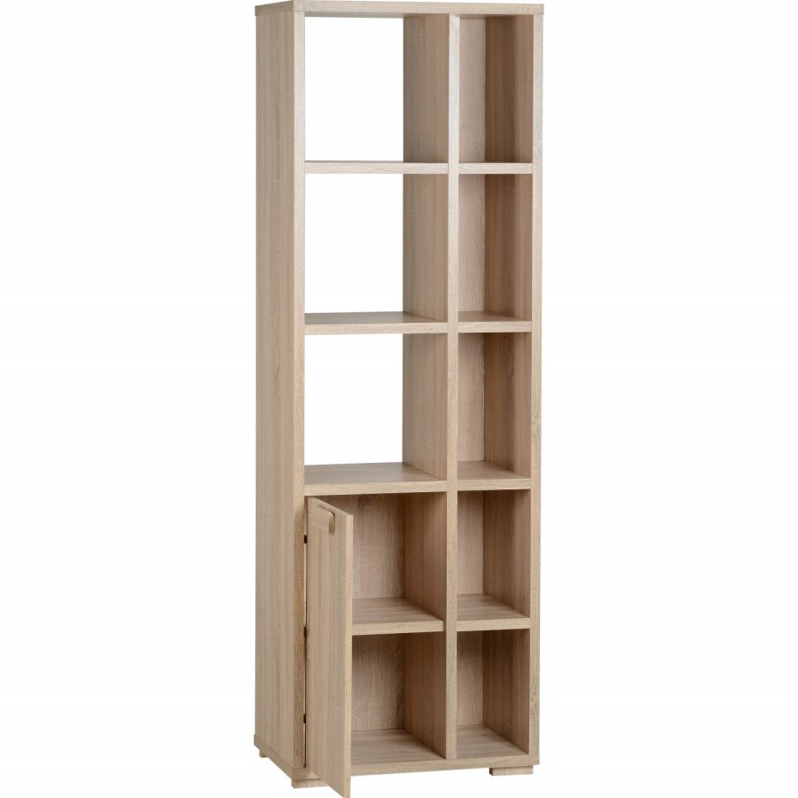 Oak Shelving Unit with Open and Closed Storage - Seconique Cambourne