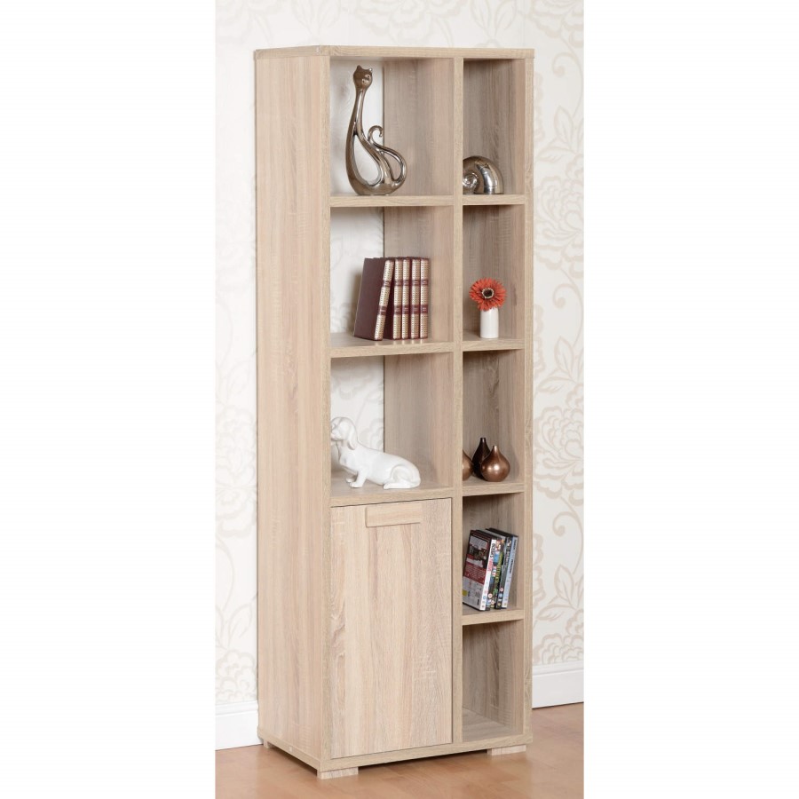 Oak Shelving Unit with Open and Closed Storage - Seconique Cambourne