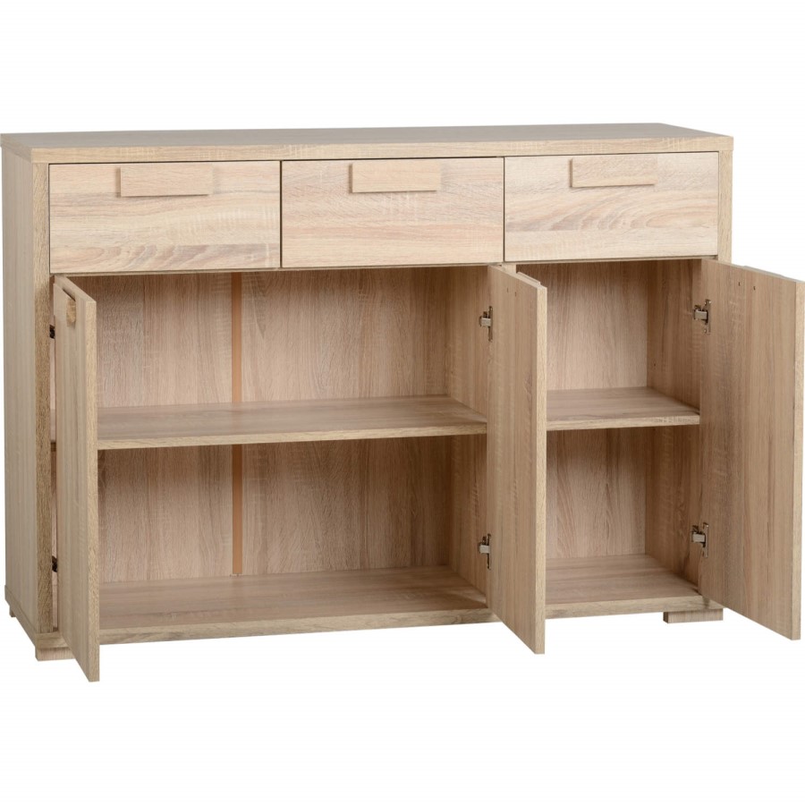 GRADE A2 - Seconique Cambourne 3 Door 3 Drawer Sideboardin Sonama Oak