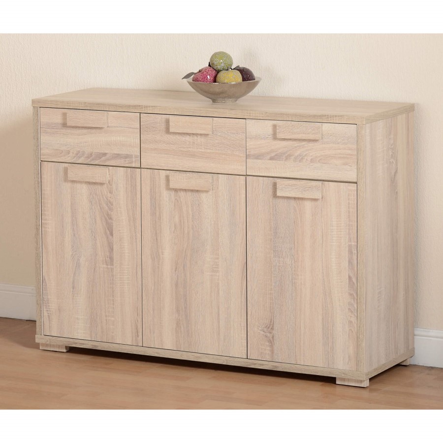 GRADE A2 - Seconique Cambourne 3 Door 3 Drawer Sideboardin Sonama Oak