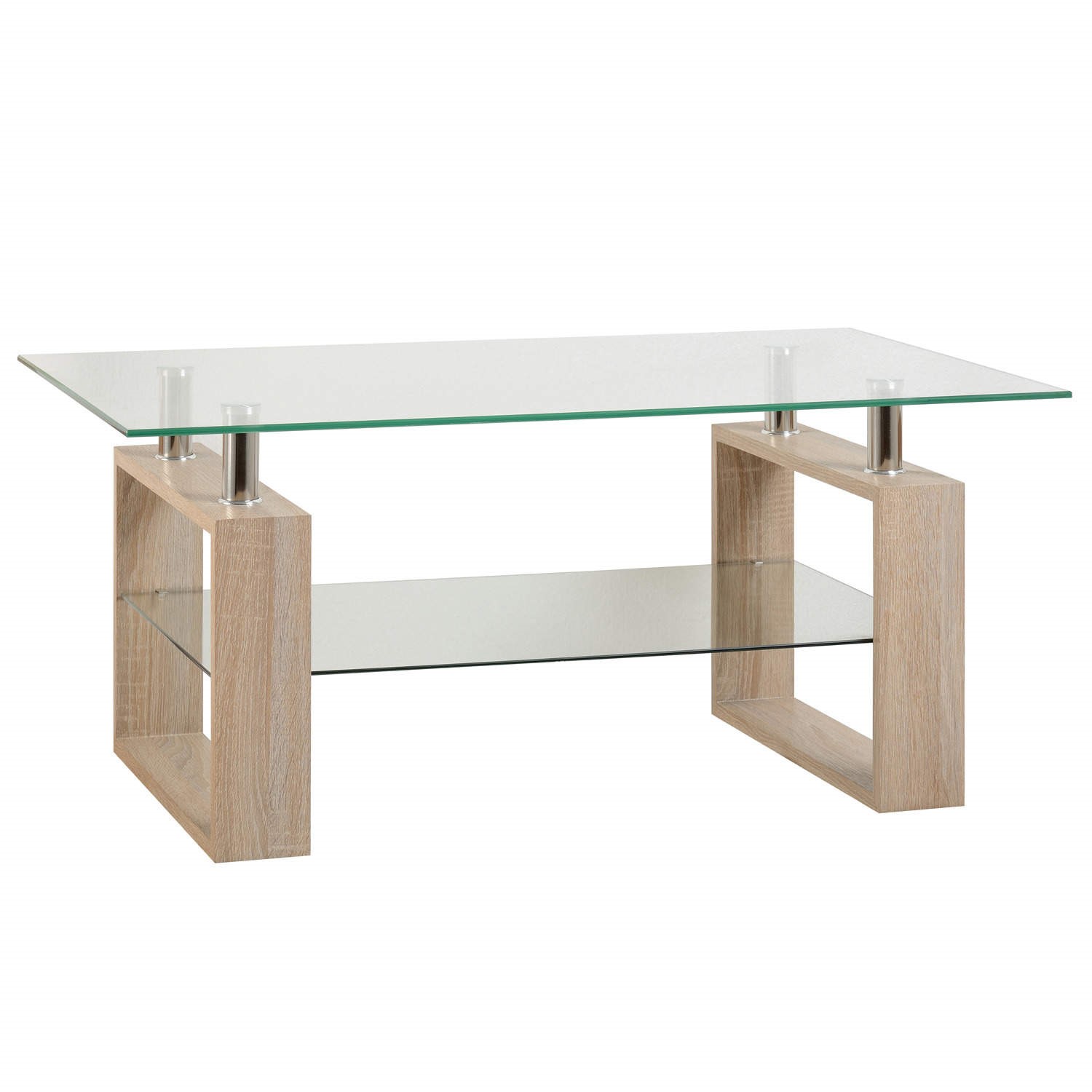Glass Coffee Table With Pale Oak Base Seconique Milan Furniture123