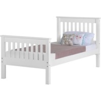 White Scandi Single Bed Frame with Footboard - Monaco - Seconique